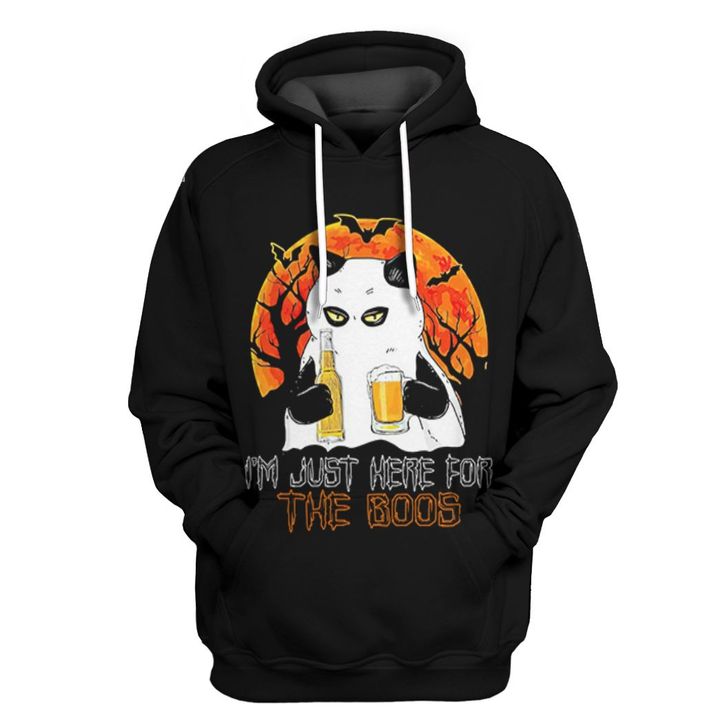 Alohazing 3D I'm Just Here For The Boos Ghost Cat Hoodie