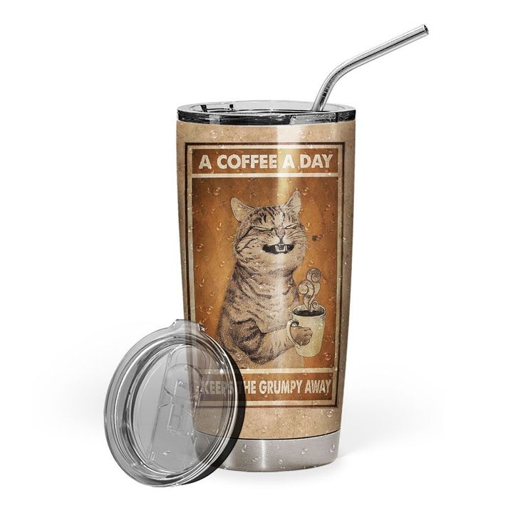 Alohazing 3D A Coffee A Day Cat Tumbler