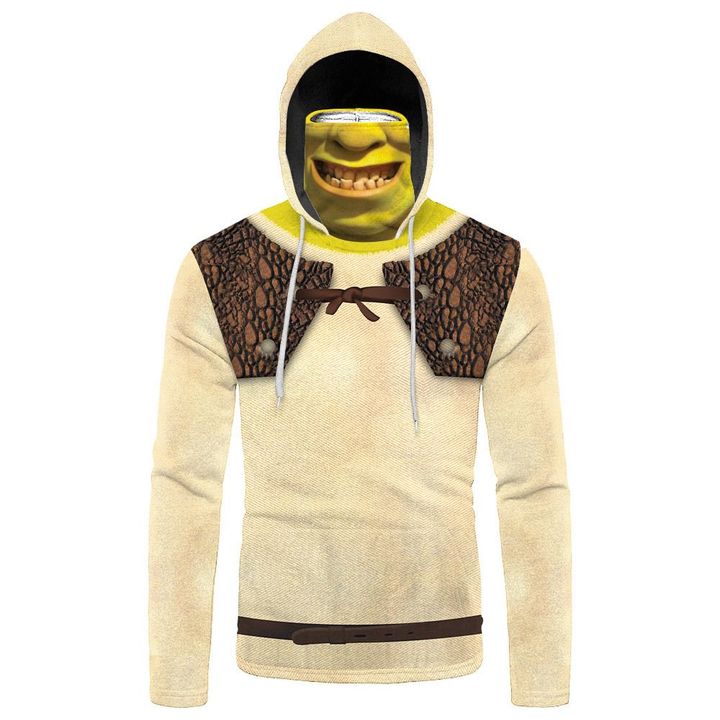 Alohazing 3D Shrek Bandana Mask Hoodie