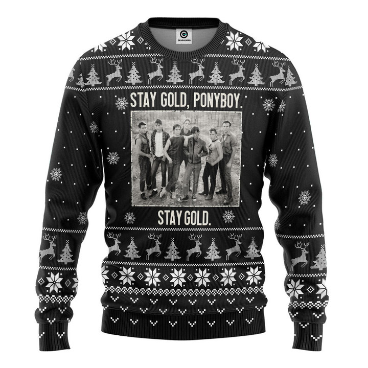 Alohazing 3D The Outsiders Stay Gold Ponyboy Stay Gold Christmas B&W Style Custom Ugly Sweater