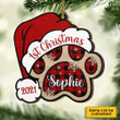 Dog Paw - Merry And Happy - Personalized Shaped Ornament