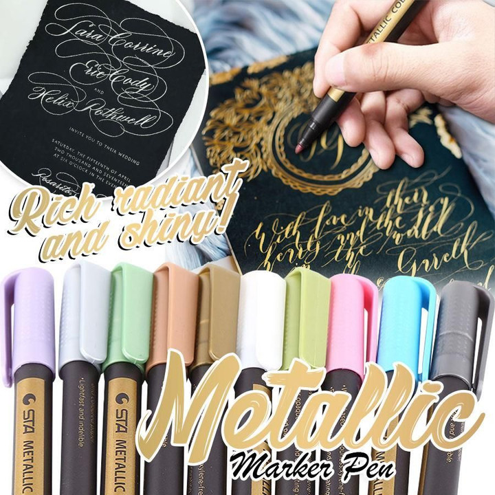 Waterproof Metallic Paint Marker Pens (Suit With 10 Colors）