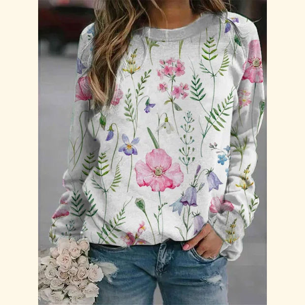 Floral Crew Neck Long Sleeves Sweatshirts 🔥HOT SALE 50% OFF🔥