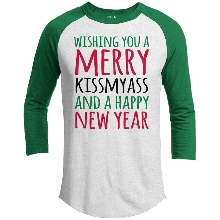Merry Kiss My Ass Premium Christmas Raglan