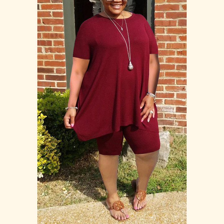 Plus Size Ruffled Hem Solid Color Top & Shorts 🔥50% OFF - LIMITED TIME ONLY🔥