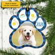 Dog Paw - Merry Christmas - Personalized Shaped Ornament