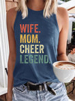 Women's Wife Mom Cheer Legend Print Casual Tank Top