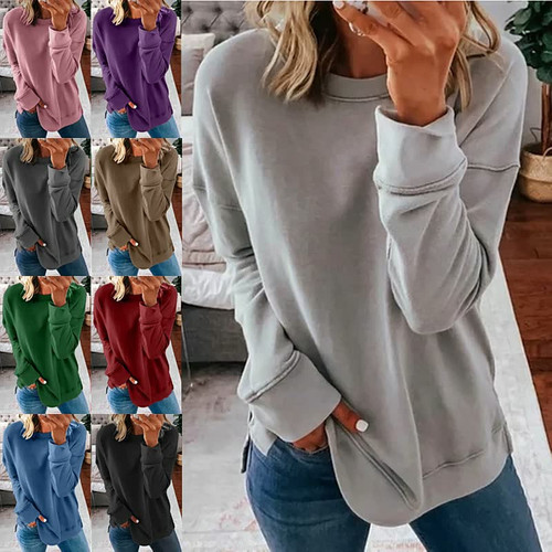 Top Loose Solid Color Long Sleeve Sweatshirt 🔥SALE 50% OFF🔥