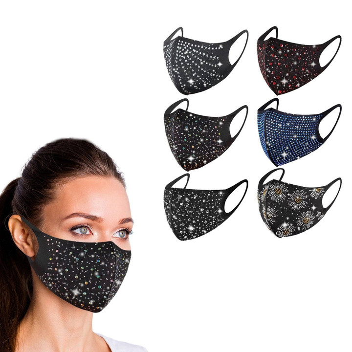 6-Pack: Celebrity Bling Holiday Rhinestone Washable Face Mask
