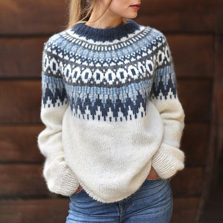 Vintage Geometric Wave Jacquard Long Sleeve Sweater 🔥HOT DEAL - 50% OFF🔥