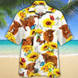 Highland Cattle SunFlower Hawaiian Shirt