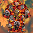 Owl Horse Lovers Autumn Red Leaves Hawaiian Shirt