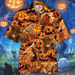 Highland Cattle Halloween Pumpkin Hawaiian Shirt