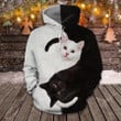 Black And White Cats 3D Hoodie Zip Hoodie, 3D All Over Print Hoodie Zip Hoodie
