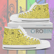 Math Pattern Canvas Yellow High Top Shoes