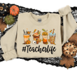 Teacher Sweatshirt, Teacher Pumkin Sweatshirt, Coffee Pumkin Teacher Sweatshirt, Thanksgiving Gifts For Teacher From Students