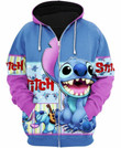 Stitch Happy 3D Hoodie Zip Hoodie, 3D All Over Print Hoodie Zip Hoodie