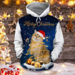 Cat Merry Christmas 3D Hoodie Zip Hoodie, 3D All Over Print Hoodie Zip Hoodie