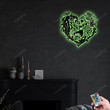 Sugar Skull Heart Metal Wall Art With Led Lights, Sign Decoration For Room, Outdoor Home Decor Gift