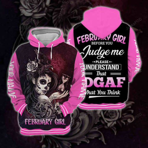 Personalized Name February Girl Hoodie All Over Printed 01
