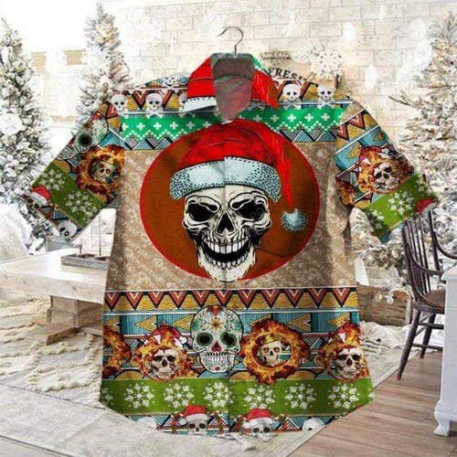 .skull Santa Claws Mandala Christmas Hawaiian Aloha Shirts #h