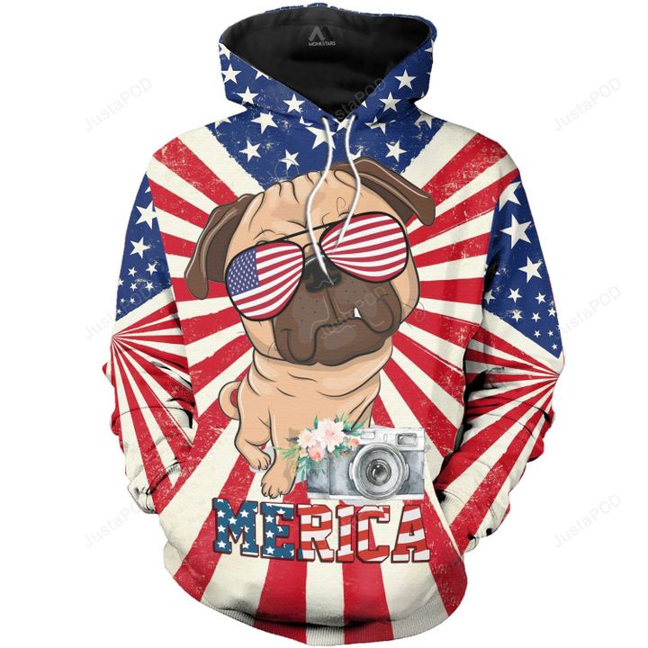 Pug Merica 3d All Over Printed Shirts For Men And Women