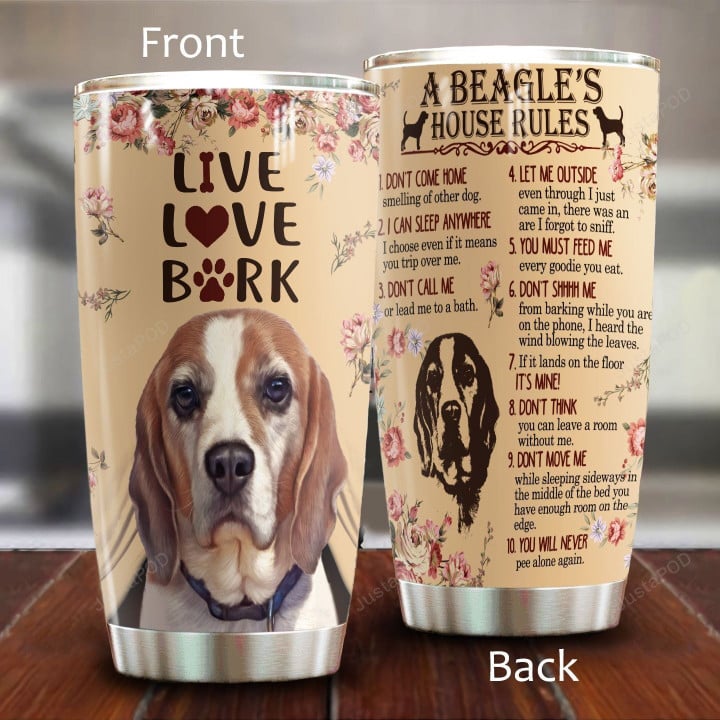 A Beagle's House Rule Stainless Steel Tumbler Perfect Gifts For Dog Lover Tumbler Cups For Coffee/Tea, Great Customized Gifts For Birthday Christmas Thanksgiving