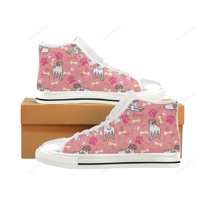 Brittany Spaniel Pattern White Classic High Top Canvas Shoes