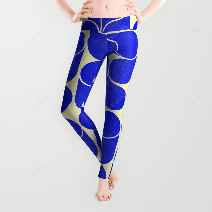 Blue Mid-century Shapes All Over Print 3D Legging