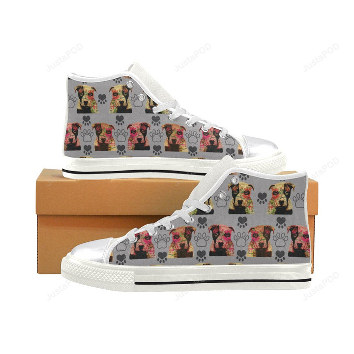 Pit Bull Pop Art Pattern Classic High Top Canvas Shoes