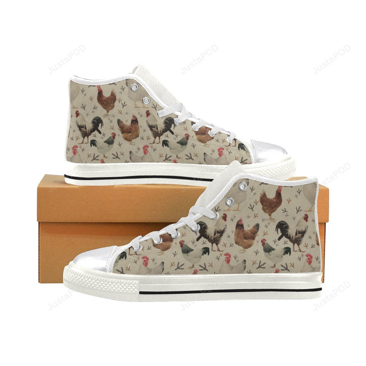 Chicken White Classic High Top Canvas Shoes