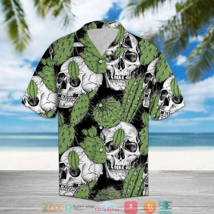 Cactus With Skull Short Sleeve Hawaiian Shirt