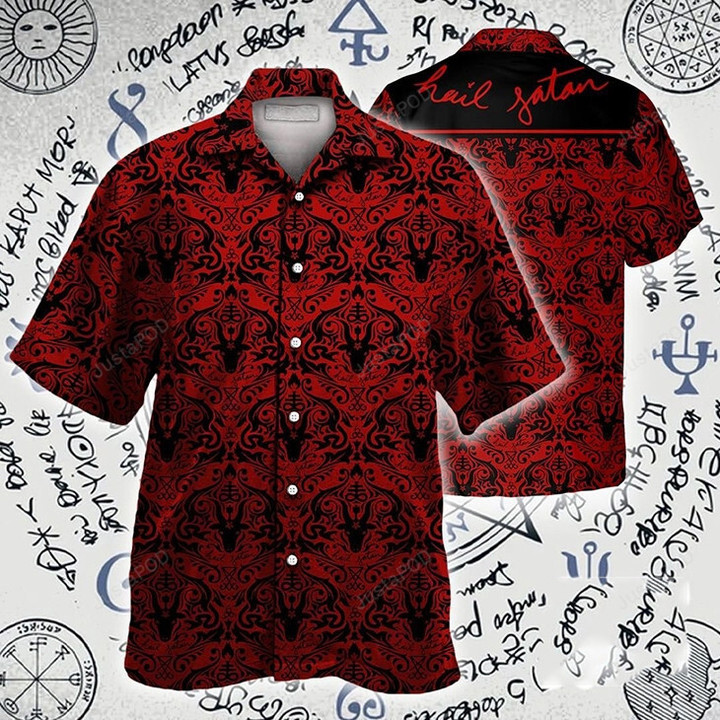 Demon Black And Red Pattern Hawaiian Shirt