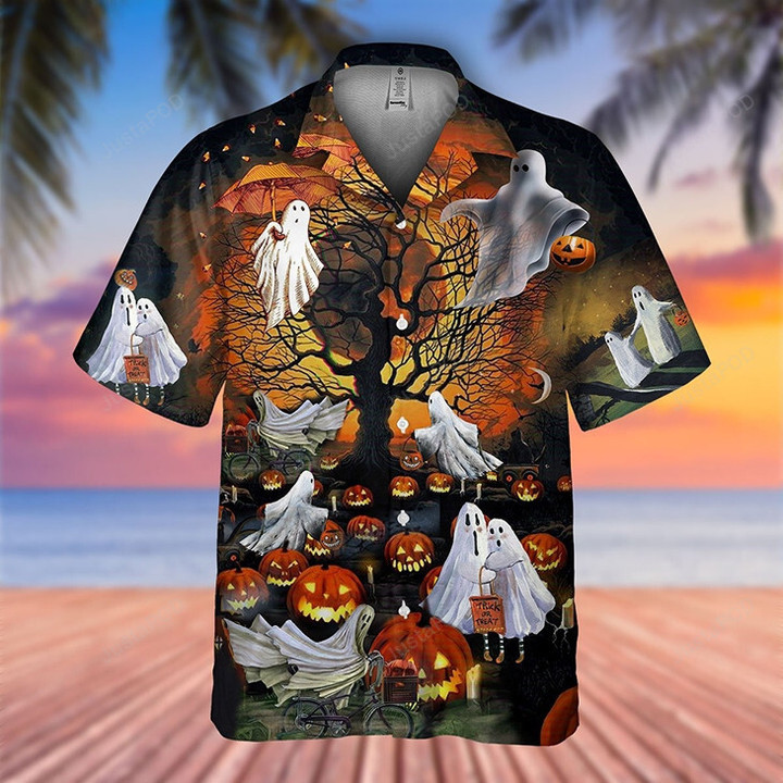 Halloween Ghost Pumpkins Hawaiian Shirt