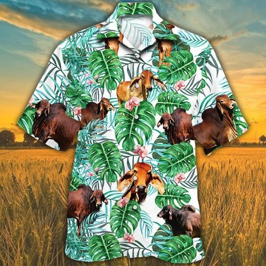 American Brahman Tropical Plants Hawaiian Shirt
