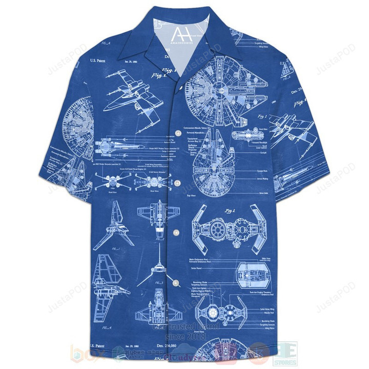 BEST Star Wars Patent Blue All Over Print Hawaiian Shirt