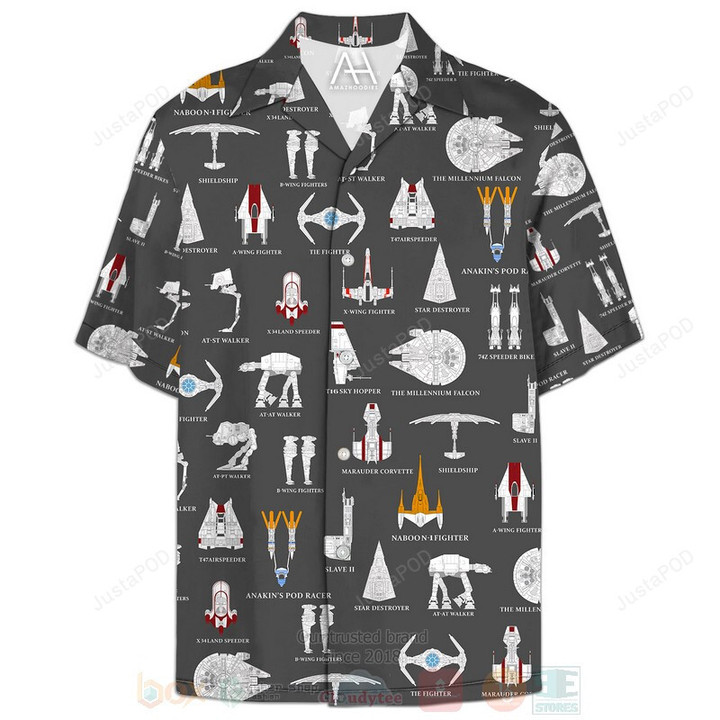 BEST Star Wars StarShips Dark Grey All Over Print Hawaiian Shirt
