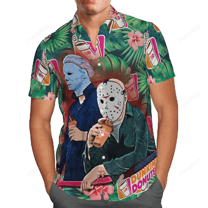 Halloween Dunkins Jason Voorhees Michael Myers Hawaiian Shirt