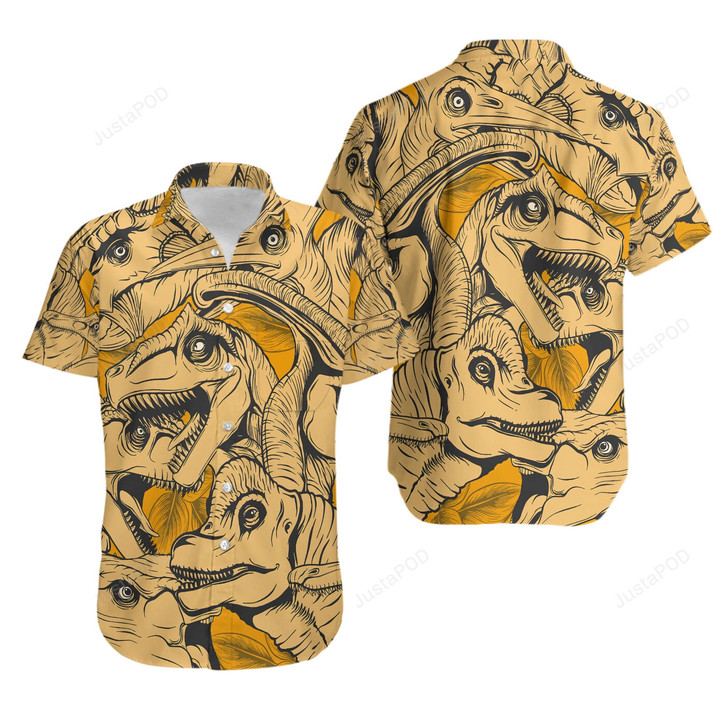 Yellow Dinosaur Types Hawaiian Shirt