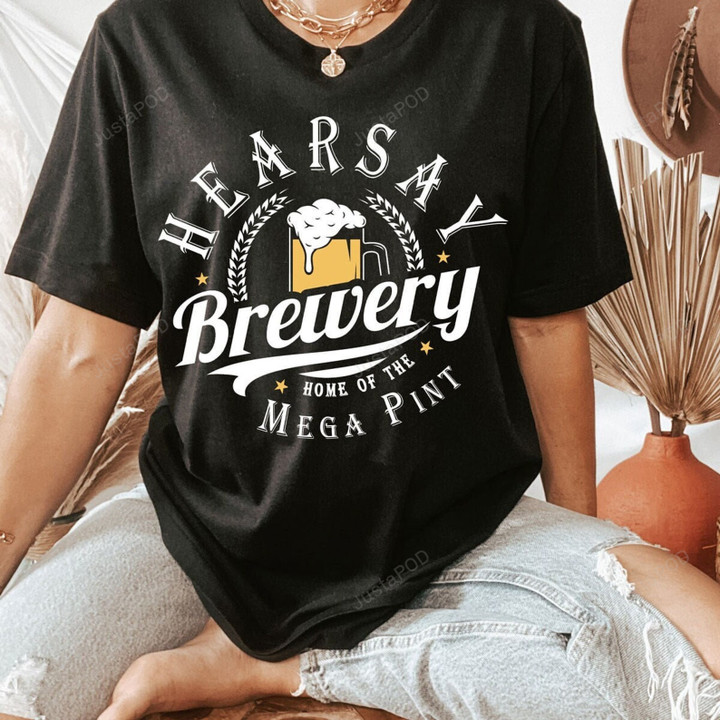 Hearsay brewery home of the mega pint shirt. Johnny t-shirt. Funny unisex graphic tee. Boho tee. Guitar graphic shirt. Vintage tee.