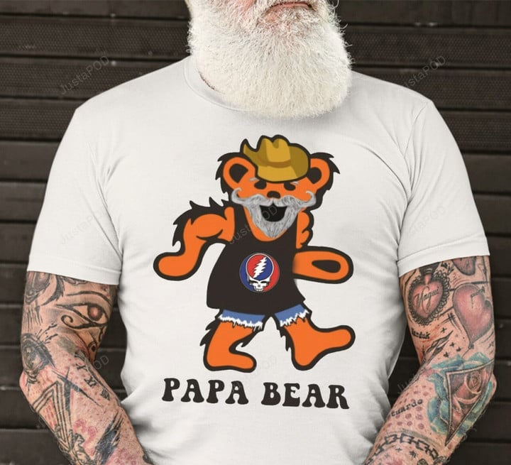 Vintage Grateful Papa Bear Shirt, Grateful Dead Tshirt, Rocker Shirt, I Love Rock And Roll Gifts For Dad, Rock Dad Tshirt