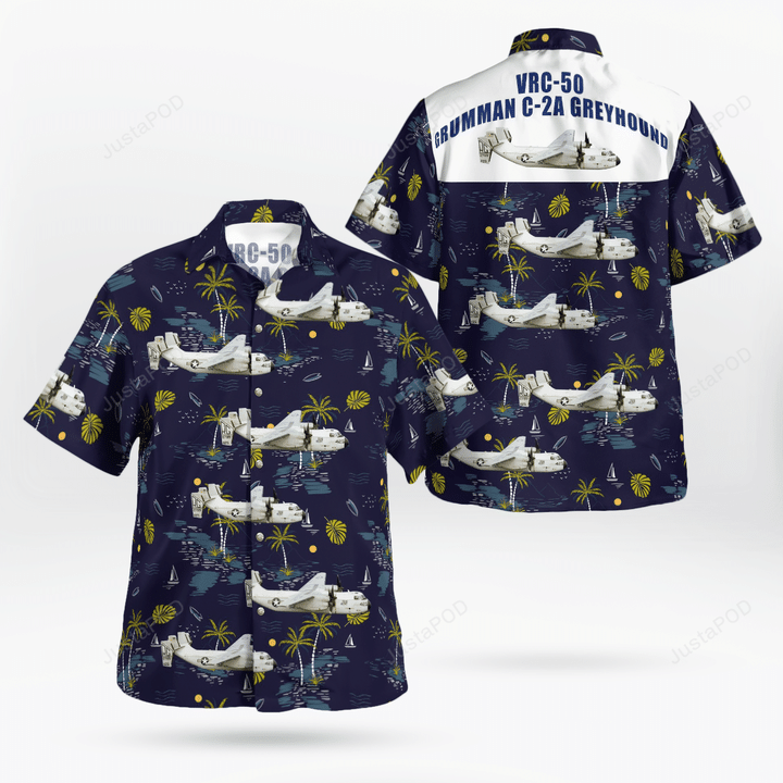 Navy VRC-50 C-2A Hawaiian Shirt, , Gift Hawaiian Shirt For Husband, Gift For Dad