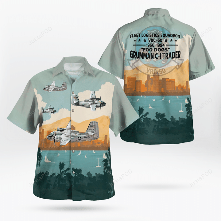 US Navy Grumman C-1 Trader Of VRC-50 Foo Dogs Hawaiian Shirt