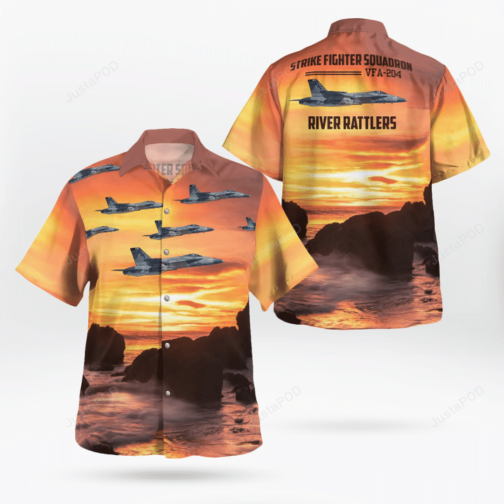 US Navy Strike Fighter Squadron 204 (VFA-204) River Rattlers F/A-18C/D Hornet Hawaiian Shirt