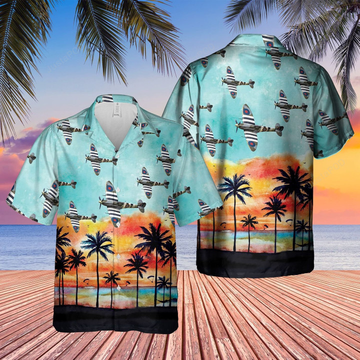 Royal Air Force Spitfire Hawaiian Shirt, Birthday Gift for Husband, Gift For Dad