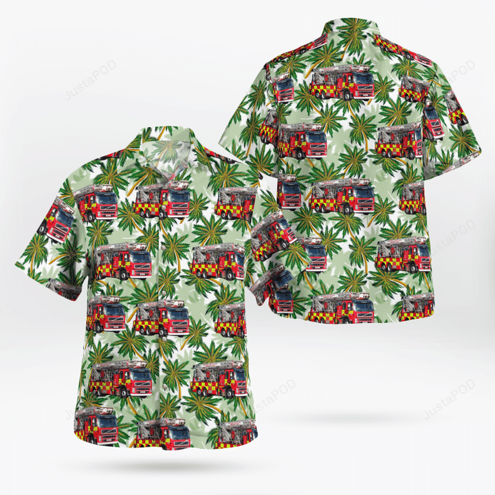 Bedfordshire Fire And Rescue Service Bronto Skylift Hawaiian Shirt