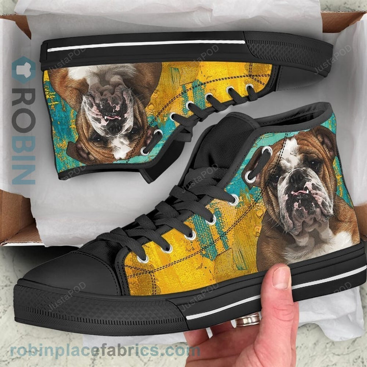 Bulldog Dog Colorful High Top Shoes