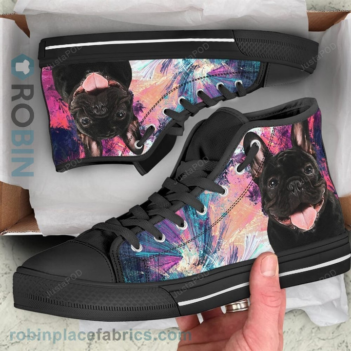 French Bulldog Colorful High Top Shoes