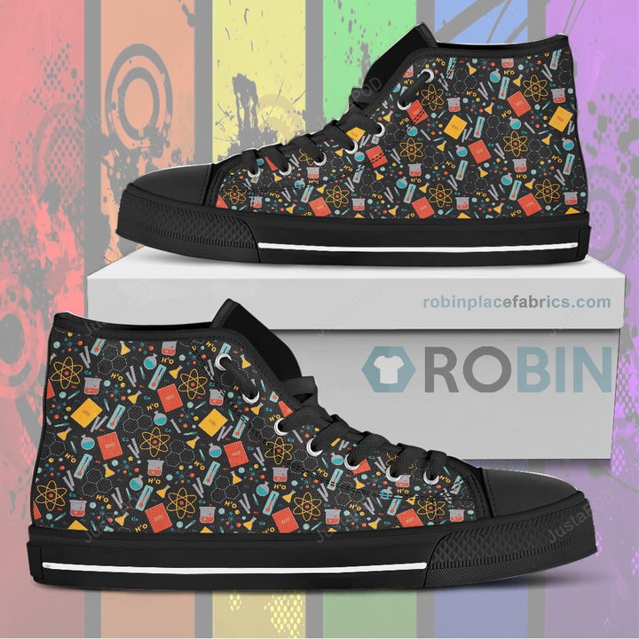 Scientist Pattern Canvas High Top Shoes