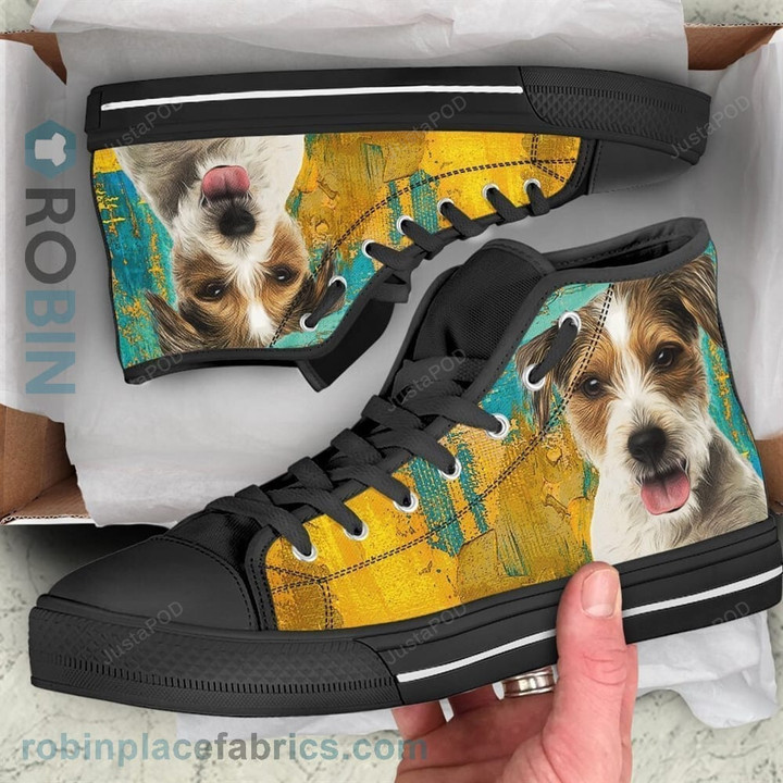Parson Russell Dog Colorful Canvas High Top Shoes